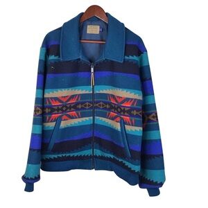 Vintage Pendleton High Grade Western Wear Wool Jacket Southwest Aztec Print.